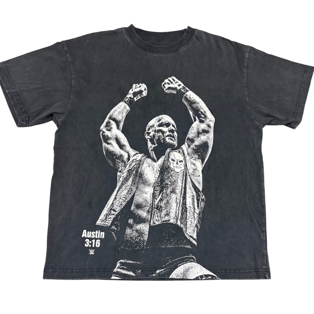 WWE Stone Cold Steve Austin 316 Graphic T Shirt Mens Medium Charcoal Acid Wash